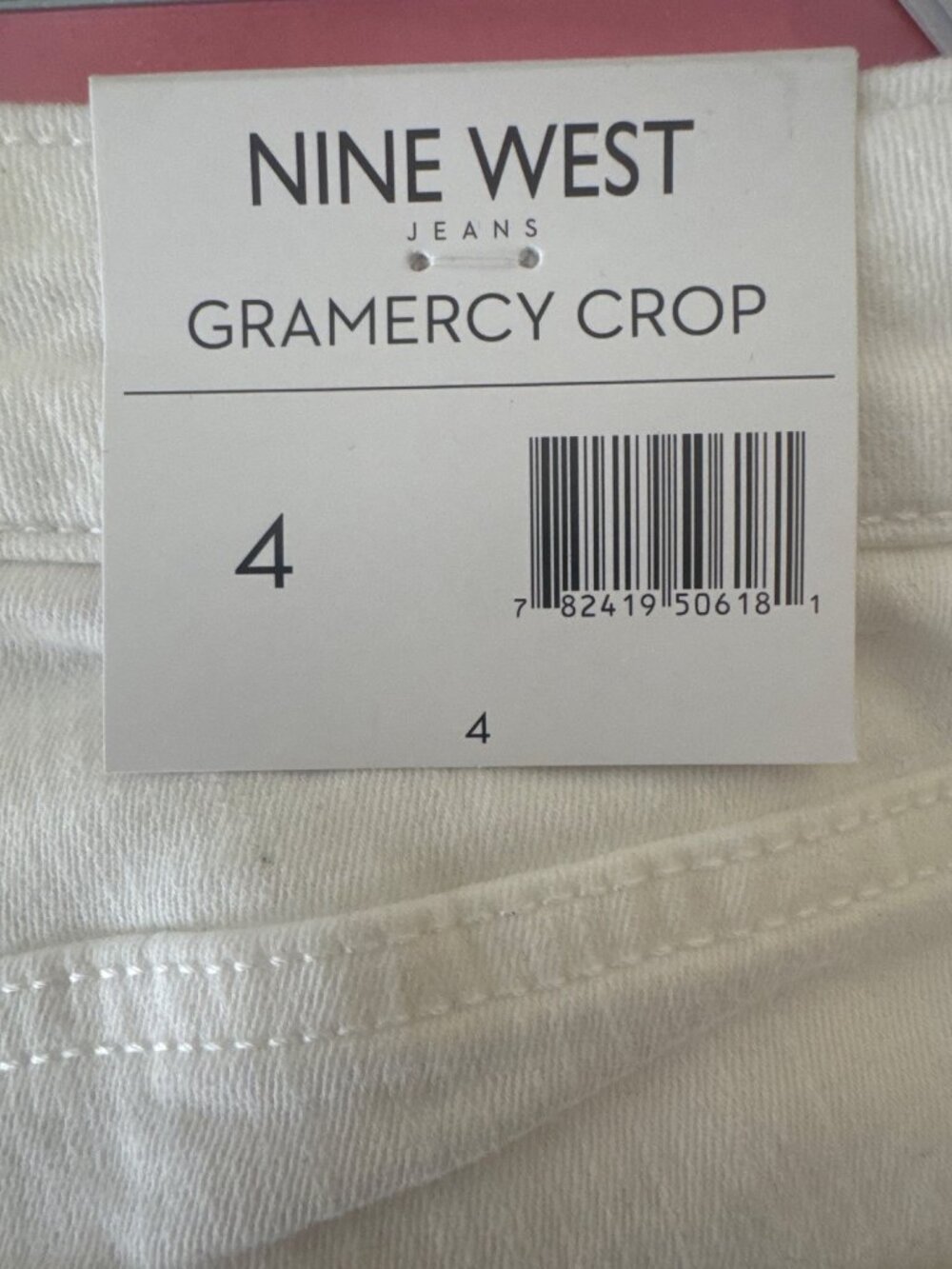 New Nine West Size 4 Gramercy Crop Jeans Slim Fit White Soft Twill Fray Cuff - Picture 5 of 13